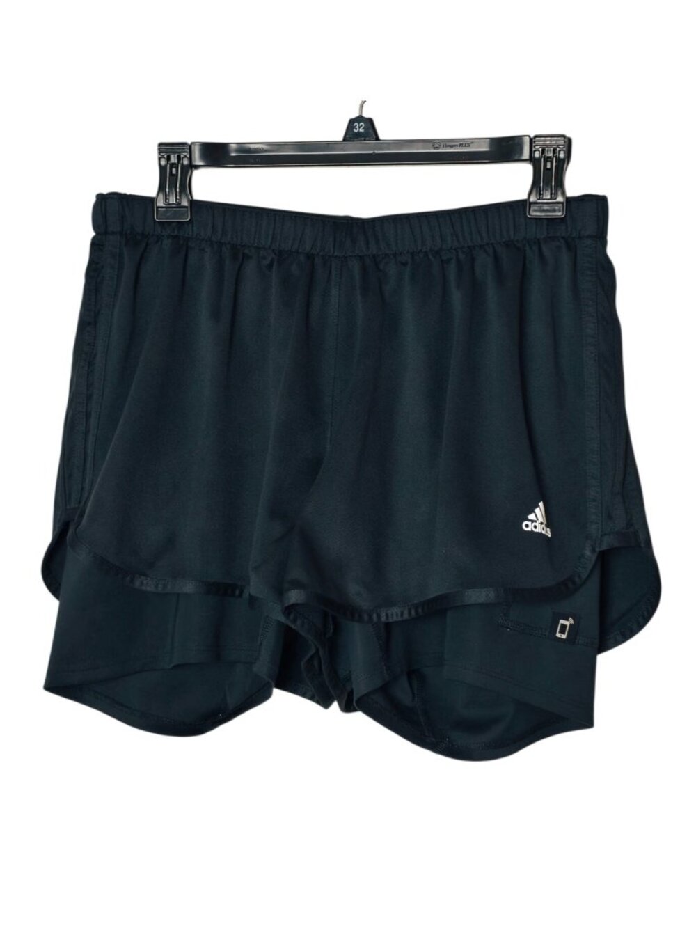Adidas Womens L 2-In-1 Running Shorts Black Athletic Training Activewear Sporty